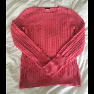 Spring-time pink J.Crew cable knit sweater